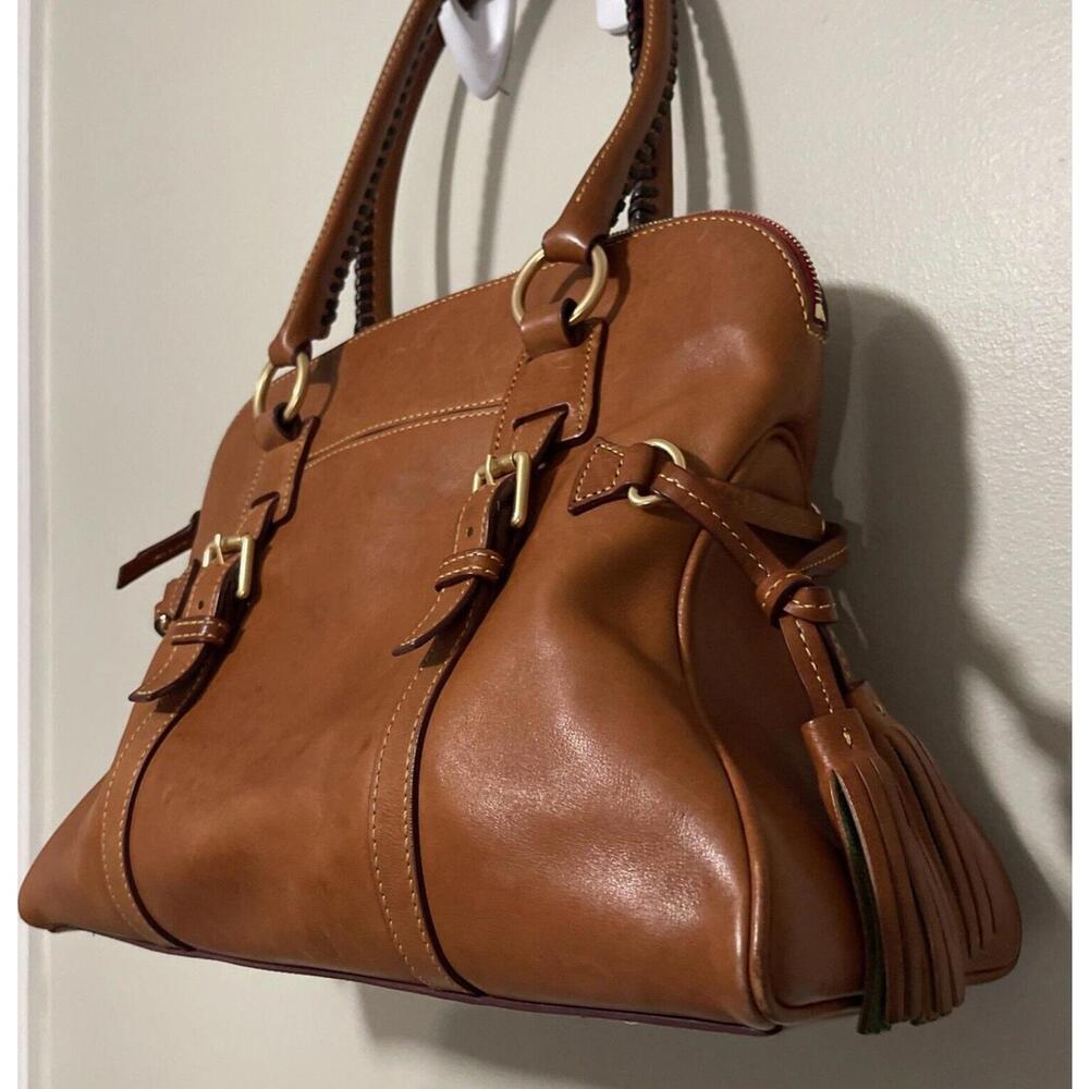 Dooney & Bourke Florentine Leather Domed Buckle Purse Satchel Natural, Dust Bag - Picture 5 of 12